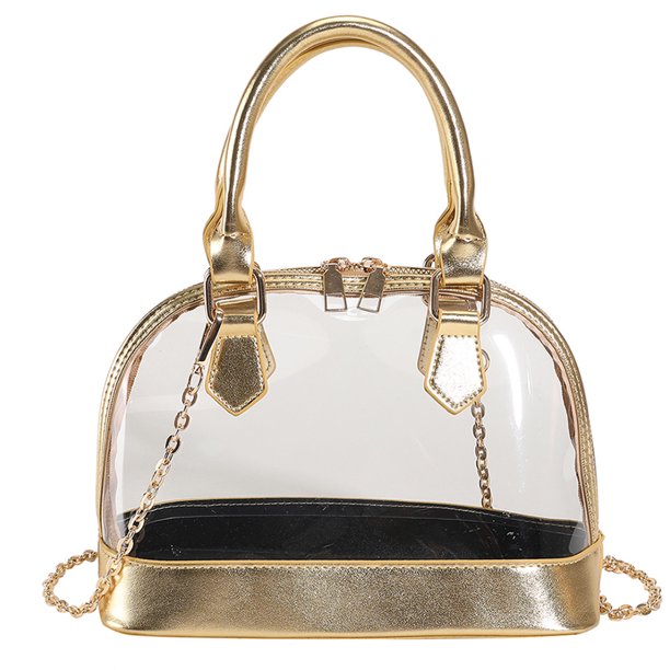 Bolso bandolera para mujer Bolsos de hombro con cadena de PVC transparente Bolso de playa transparente (Oro) Ehuebsd Para Estrenar