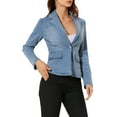 thumbnail image 4 of INSPIRE CHIC Veste en Denim Délavé pour Femme à Revers Cranté, Boutonnée, Manches Longues, G Bleu Pâle, 4 of 7