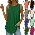 thumbnail image 1 of JDQJBZ Débardeurs Unis pour Femmes Été Col Rond Ample Décontracté Sans Manches Grande Taille Basiques, 1 of 5
