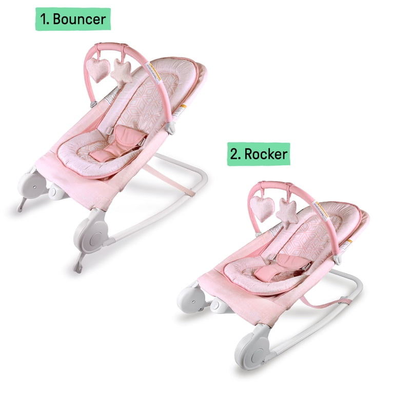 Summer by Ingenuity 2-in-1 Bouncer & Rocker Duo, Pink photo 2