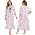 thumbnail image 4 of Monfince Women's Nightgown Floral Printed Night Dress Short Sleeve Pajama Dress, Pink, 4XL, 4 of 9