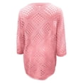 thumbnail image 5 of Ounisa Boho Crochet Tops for Women 3/4 Length Sleeve V Neck Hollow Out Knit Sweater Shirt Summer Lightweight Beach Cover Ups, 5 of 5