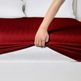 thumbnail image 3 of 1 Piece Fitted Sheet Only - 400 Thread Count - 100% Egyptian Cotton - 12 " Deep Pocket - Soft and Luxury Fitted Sheet Only - Burgundy Stripe - Queen Size., 3 of 7