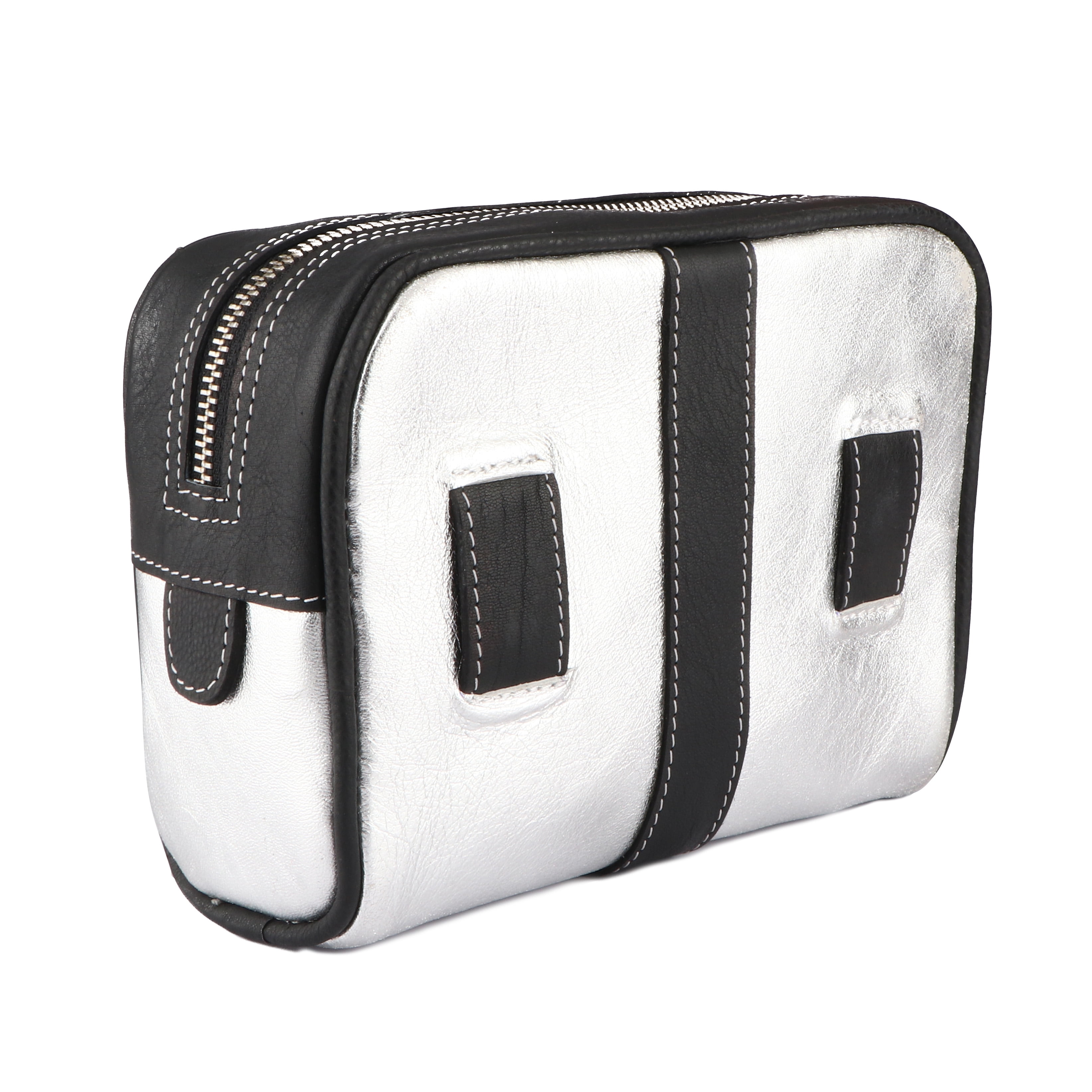 Leather Waist Belt Bag Travel Pouch Fanny Pack Silver 18BT25SL