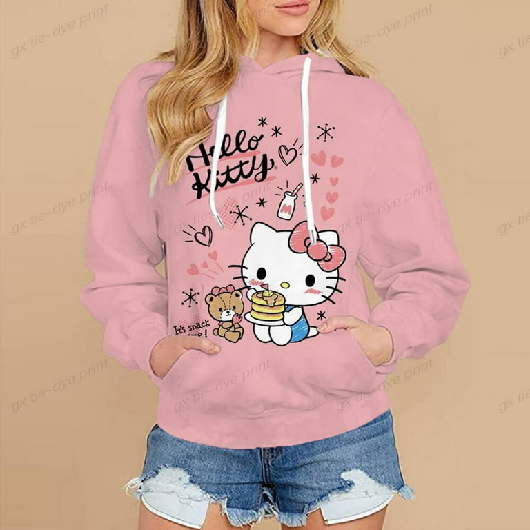 Children Lovely Hello Kitty Cartoon Hoodies Girls Women Sweatshirt Kids Tops  Girls Kids Pullovers 1-16 Years teen Clothes 
