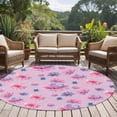 thumbnail image 5 of Spring Floral 6ft Round Rugs, Summer Botanical Purple Pink Flower Washable Non-Slip Area Rugs for Living Room Bedroom Kitchen, Soft Low Pile Dining Room Kicthen Circle Carpet, Indoor Floor Rug, 5 of 9