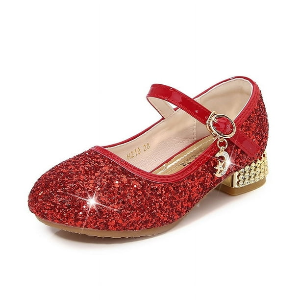 Zapatos de tacón alto para niñas, zapatos para niñas, zapatos para desfiles de moda, zapatos de princesa con cristales plateados para niñas