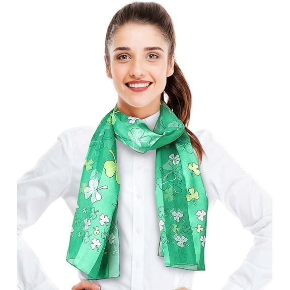 CBC Crown Multi Shamrock St. Patrick's Day Scarf - Silk Feeling Scarf