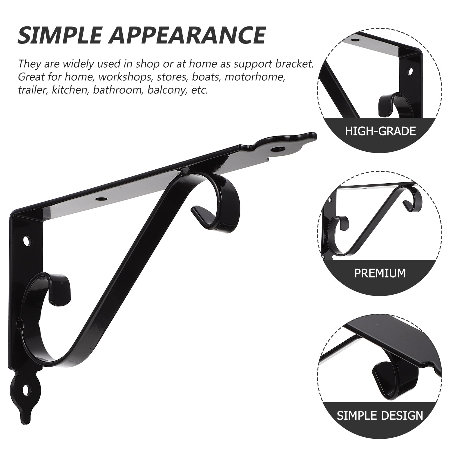 Frcolor Shelf Brackets Floating Brackets Bracket Wall Heavy Duty Corner Iron Mounting Decorative Bracket Black Support Angle