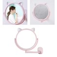 thumbnail image 4 of Espejo de maquillaje autoadhesivo, espejo de tocador giratorio, lindo espejo de oreja de gato, espejo cosmético, espejos de afeitar antivaho para , Rosado BLESIY Espejo de maquillaje de pared, 4 of 7