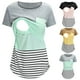 thumbnail image 5 of Blusa de lactancia con cuello redondo, rayas y retazos, manga larga, para embarazadas, 5 of 5
