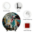 thumbnail image 4 of Balery Colorful Graffiti Cow Print Bone China Decorative Plate Ceramic Dinner Plates Art Crafts with Display Stand-8in, 4 of 6