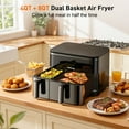 thumbnail image 6 of HoninJoy Large Double Air Fryer, 10-in-1 Independent 4+8 QT Baskets Air Fryer with LED Touch Screen (Air Fryer Liner Inclued), 6 of 18