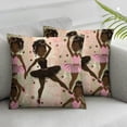 thumbnail image 2 of COMIO African American Woman Pillow Case ,Ployester Sofa Throw Pillow Cover ,Pink Background Beautiful Black Grils Cute Ballerina Girl Pattern Square Couch Pillow Protector Cushion &nbsp;2pc, 2 of 6