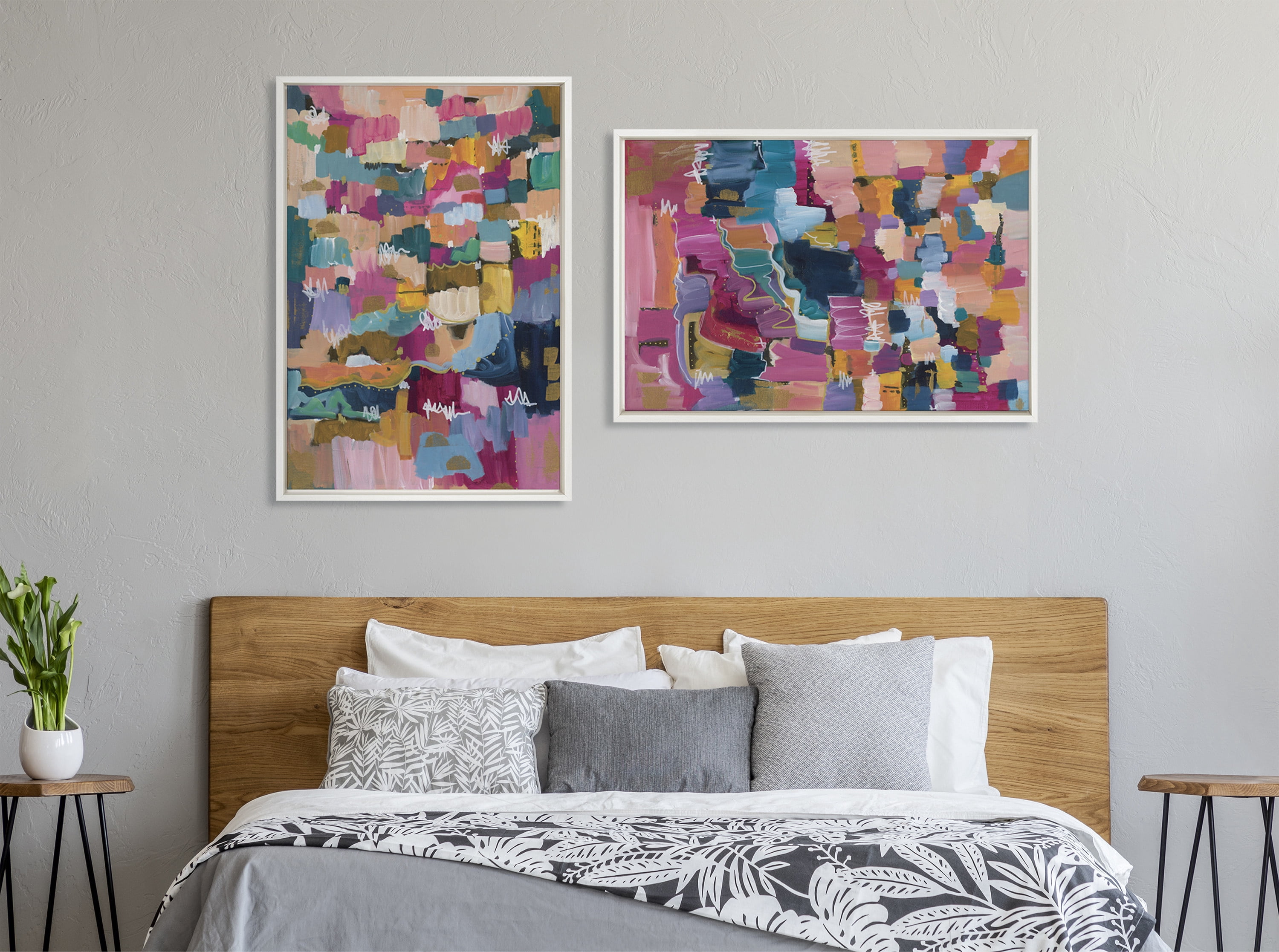 Sylvie Applause 23 in x 33 in Framed Painting Canvas Art Prints, by Kate and Laurel Set of 2