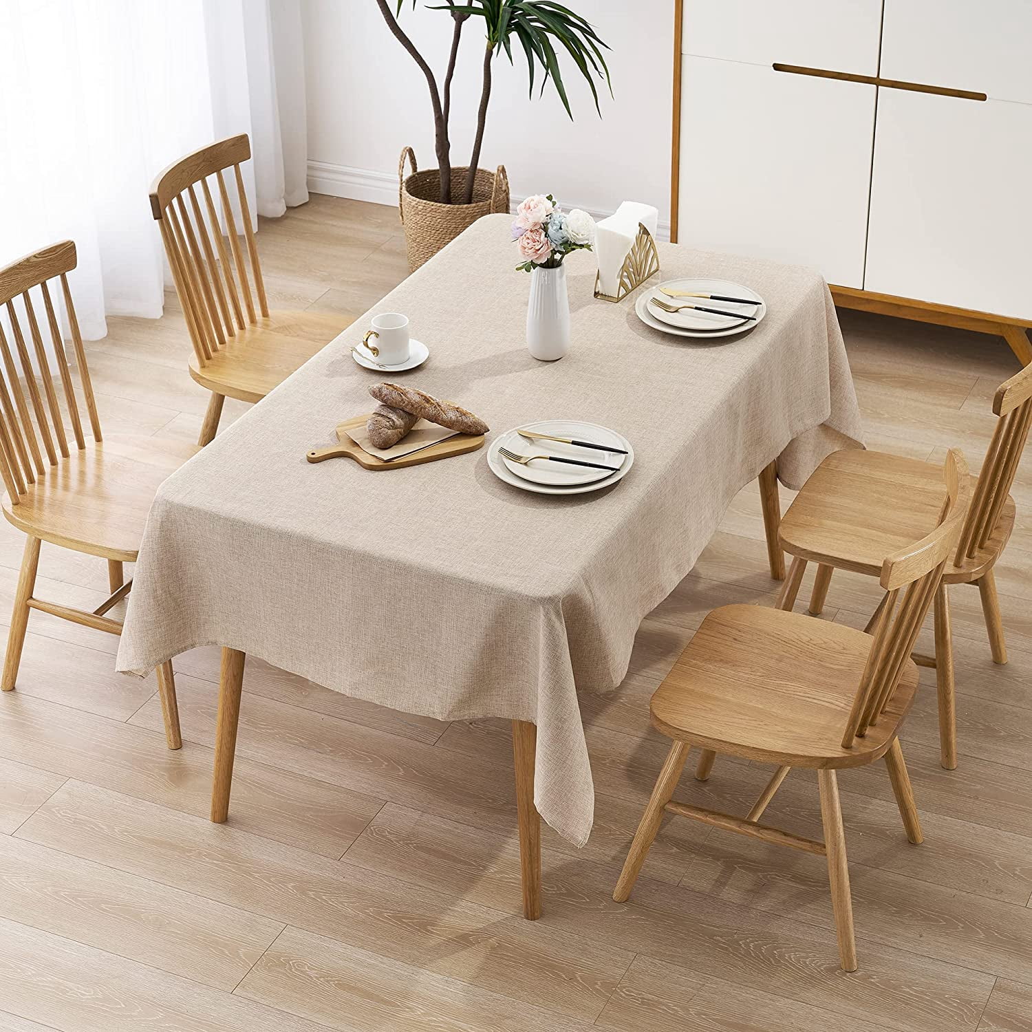 STP GOODS Rectangle Tablecloth Tableware Faux Linen Tablecloth Water ...