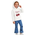 thumbnail image 4 of SGFCWSX Girls 2-Piece Outfit, Graphic Hoodie and Heart Flared Denim Jeans, Casual Daily Trendy Clothing Set for Kids White Size 6-7 Years, 4 of 8