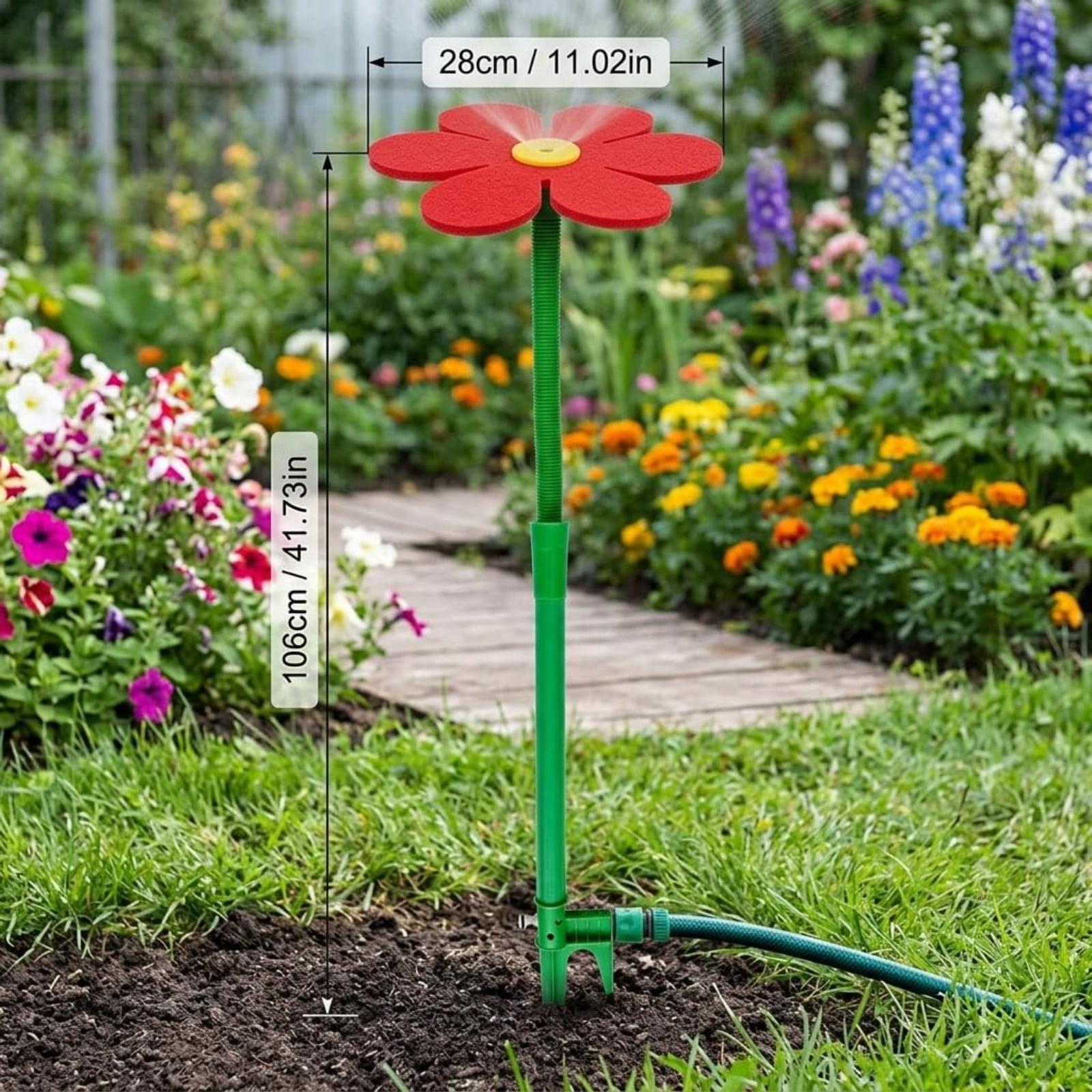 Crazy Dancing Flower Water Sprinkler – 360° Rotating Sunflower Lawn Sprinkler with Stake, Fun Garden Irrigation Tool for Yard Watering, Kids & Pets Playing