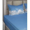 thumbnail image 4 of Landscape Sheet Set, Vast Cloudy Sky Scenics Windy Weather Calming View Panoramic Scenery Picture, Fitted and Flat Sheet with Pillowcases Bedding Accent 4 Piece Set, Calking, Blue White, by Ambesonne, 4 of 5