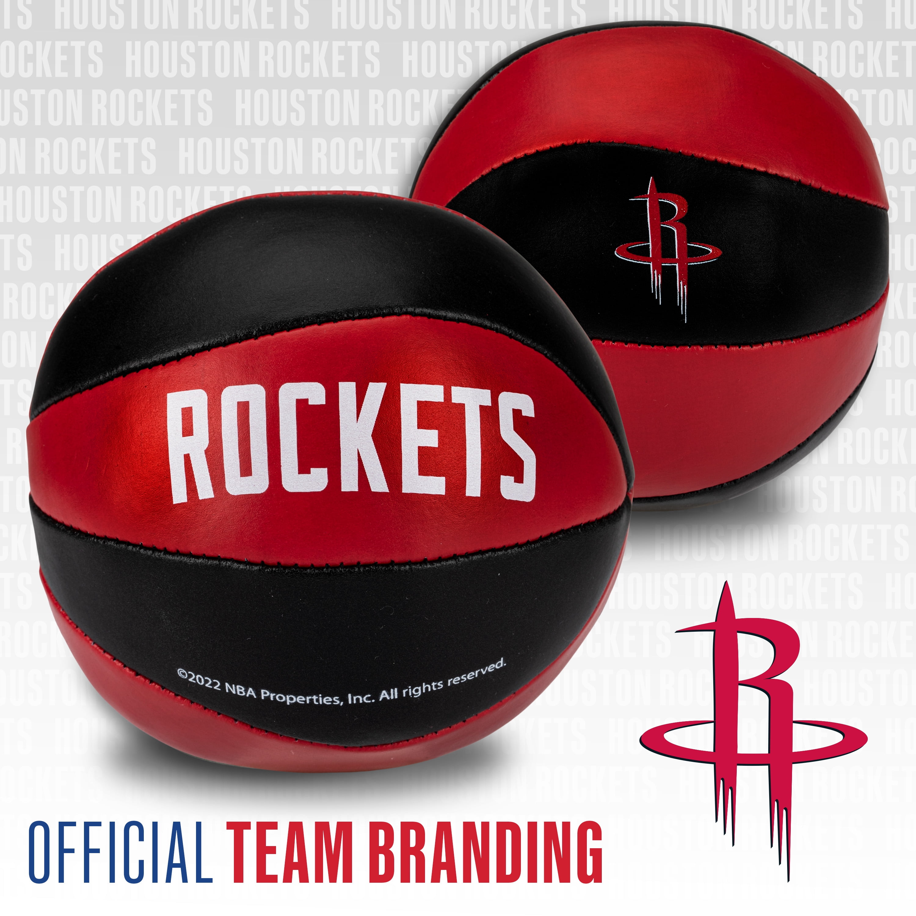 Franklin Sports NBA Houston Rockets Toy Basketballs - 2 Pack of Kids Soft Mini Basketballs for Over the Door + Indoor Hoops - NBA Fan Shop Kids Soft Toy Basketballs - (2) Mini Balls Included