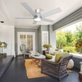 thumbnail image 1 of 52-Inch 5 Dual Colour Ceiling Fan with Light,Sliver Flush Mount LED Light,Dimmable 3CCT,6 Speed,Timer Fandelier for Living Room,Dining Room,Kitchen,Patio,Indoor&Cover Outdoor Scene., 1 of 6