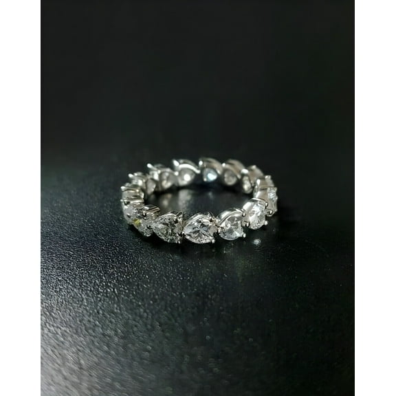 3Ct Heart Cut Lab Created Diamond Full Eternity Haert Ring 14K Yellow Gold Plated Silver