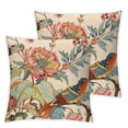 thumbnail image 2 of COMIO Throw Pillow Cover Home Decorative Square Flower Bird Orange Boho Cushion Covers Home Decor Chinoiserie Pillow Cover,2 pcs White, 2 of 6