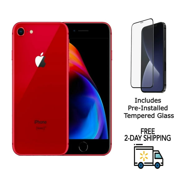 Pre-Owned Apple iPhone 8 A1863 (Fully Unlocked) 64GB Red (Grade C) w/ Pre-Installed Tempered Glass