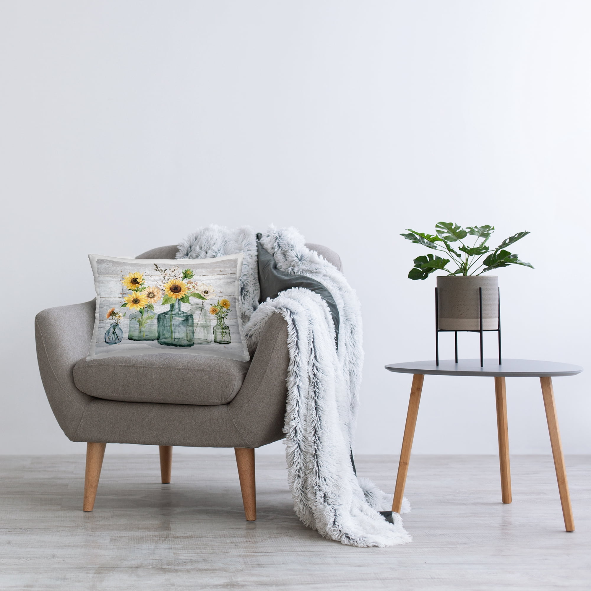 Stupell Industries Rustic Sunflower Extravaganza Decorative Printed Throw Pillow Design by Carol Robinson.