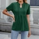 thumbnail image 4 of V Cuello Manga Corta Tops para las Mujeres Primavera Verano Moda Color Sólido Camiseta, Imitación Algodón, 4 of 6