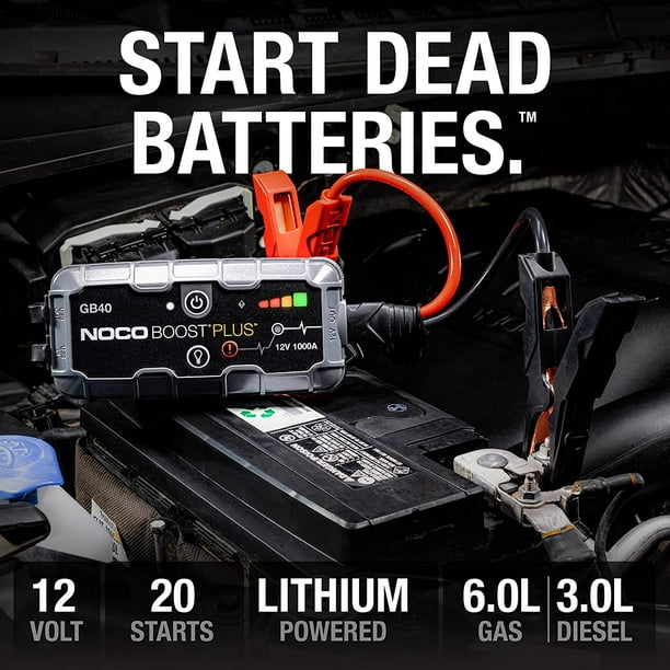 NOCO Boost HD GB70 2000A 12V Chargeur Batterie Voiture Lithium UltraSafe,  Portable USB et Câbles de Démarrage pour Moteurs à Essence Jusqu'à 8,0L et