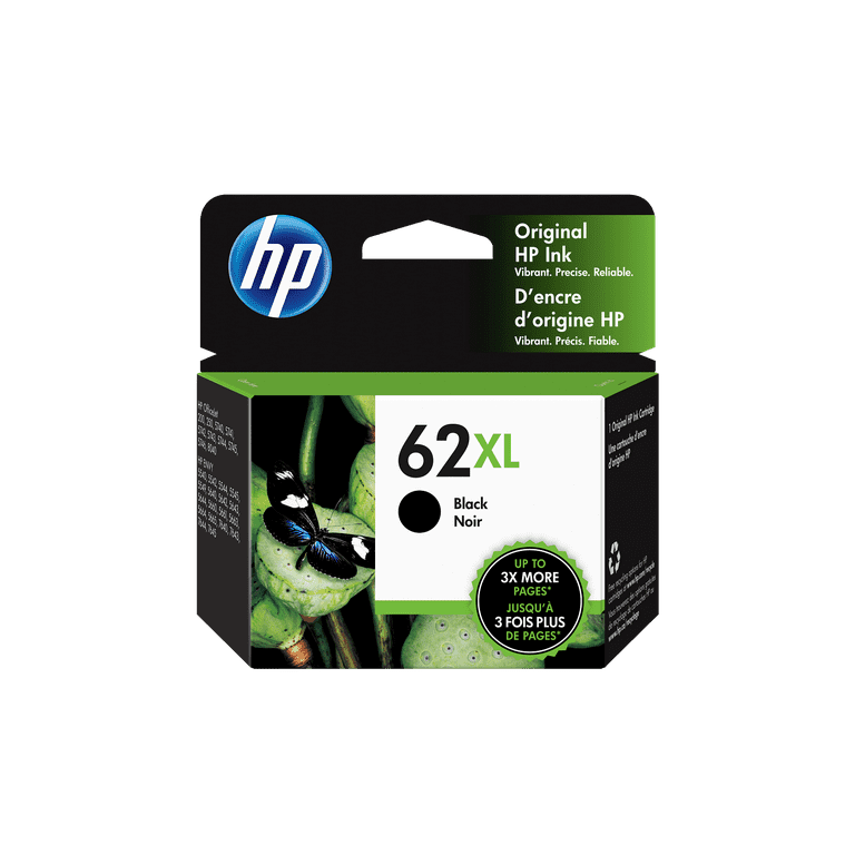 HP 62XL High Yield Original Ink Cartridge, Recycled Plastic