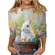 thumbnail image 1 of 3/4 Manga Casual Tops para las Mujeres Pascua Impresa Blusa, Cuello de la Tripulación Suelto Suéter para el Uso Diario de Primavera, 1 of 5