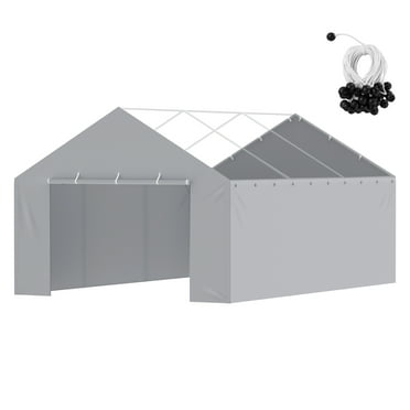 KFFKFF Canopy Cover for Carport Side Wall 13 x 20 ft, Sturdy Garage Shelter Tarp with High Water Resistance & UV Protection, Simple Set-Up using Ball Bungees, Grey (Excludes Top and Frame)