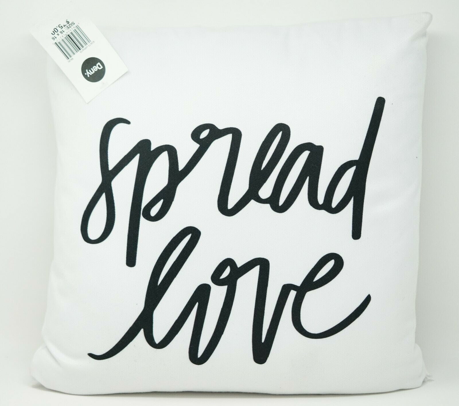 Photo 1 of Deny Designs Spread Love Cursive Outdoor Zippered Throw Pillow - White / Black