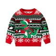 thumbnail image 2 of Lopecy-Sta Kids Christmas Sweater, Toddler Boys Girls Ugly Christmas Knit Pullover, Dinosaur Snowflake Holiday Crewneck Sweater for Children Winter Outfit Red, 2 of 9