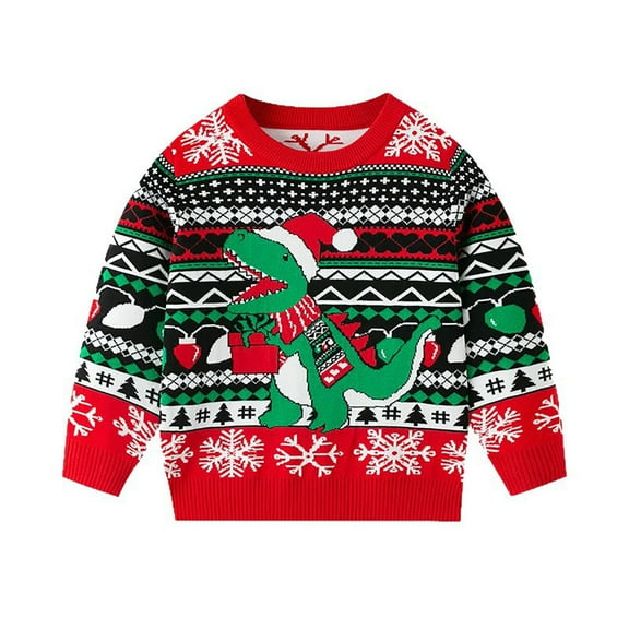 Children's Christmas Sweater Toddler Boys and Girls Fall Winter Fleece Warm Sweatshirt Kids Fashion Europe The United States Christmas Long Sleeve Knitwear Shirts