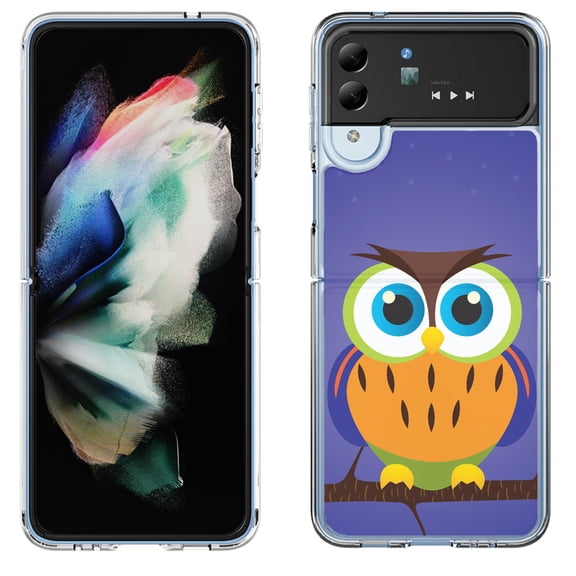 Shockproof Bumper Phone Case for Samsung Galaxy Z Flip 4 5G, by OneToughShield ® - Night Owl