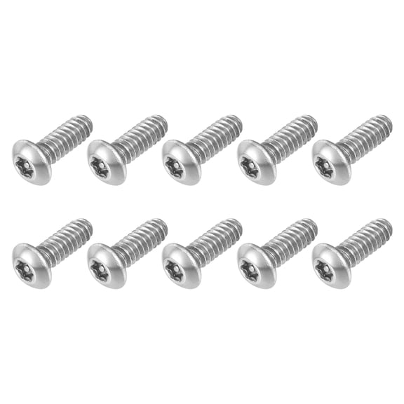 10Pack #6-32 x 3/8" 304 Stainless Steel Torx Security Machine Screws, Silver