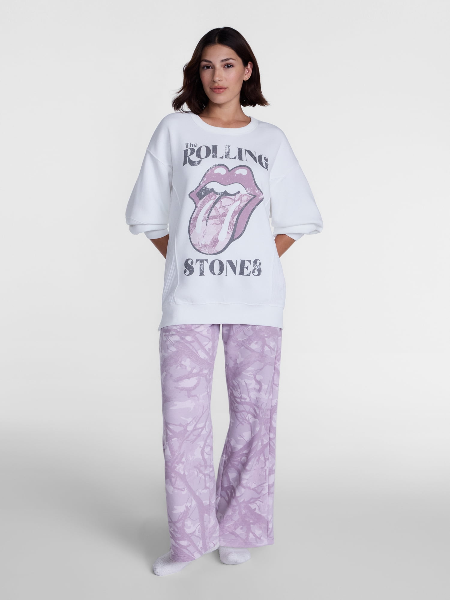 Rolling Stones Women's Graphic Sleep Top with Long Sleeves, Sizes XS-3XL