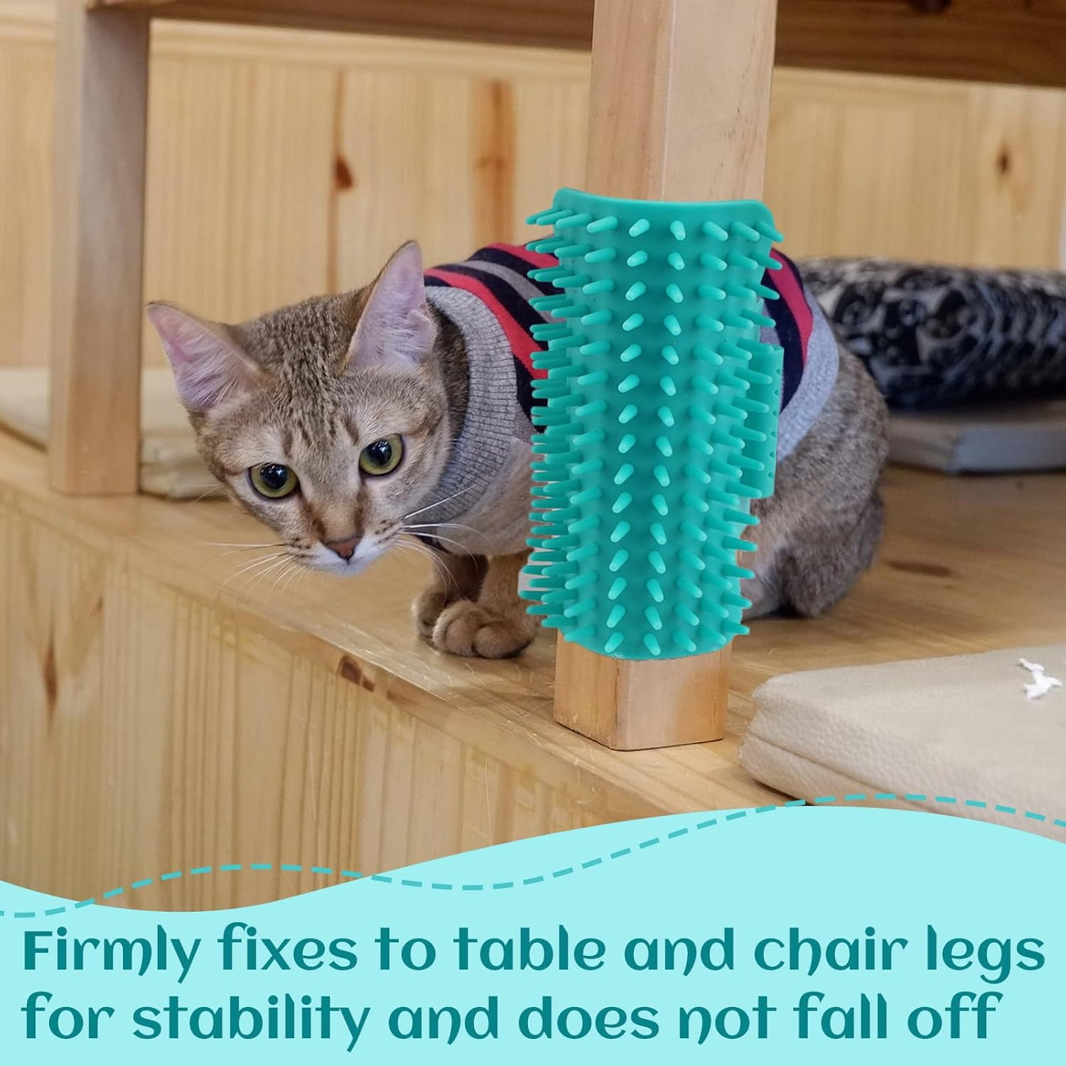 ABCISI 4 Pieces Adjustable Cat Self Groomer, TPR Cat Face Scratcher, Pet Self Grooming Corner Scratching Brush Tickling Comb for Long Short Hair Kitten Climbing Frames Table Legs (Mint Green)