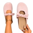 thumbnail image 4 of Women’s Mules Toe Suede Upper Double Bow Mary Jane Slip On Backless Ballet Mule Shoes Hidden Heel Round Toe Dress Flats for Spring Office Casual Daily Wear Business Travel Outfits, 4 of 5