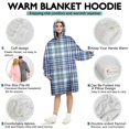 thumbnail image 5 of Blue White and Yellow Checkered Pattern Wearable Oversized Blanket,Wearable Blanket Hoodie for Adults,Cozy Hooded Blankets with Super Pockets,Super Warm Fuzzy Pullover for Women & Men, 5 of 6