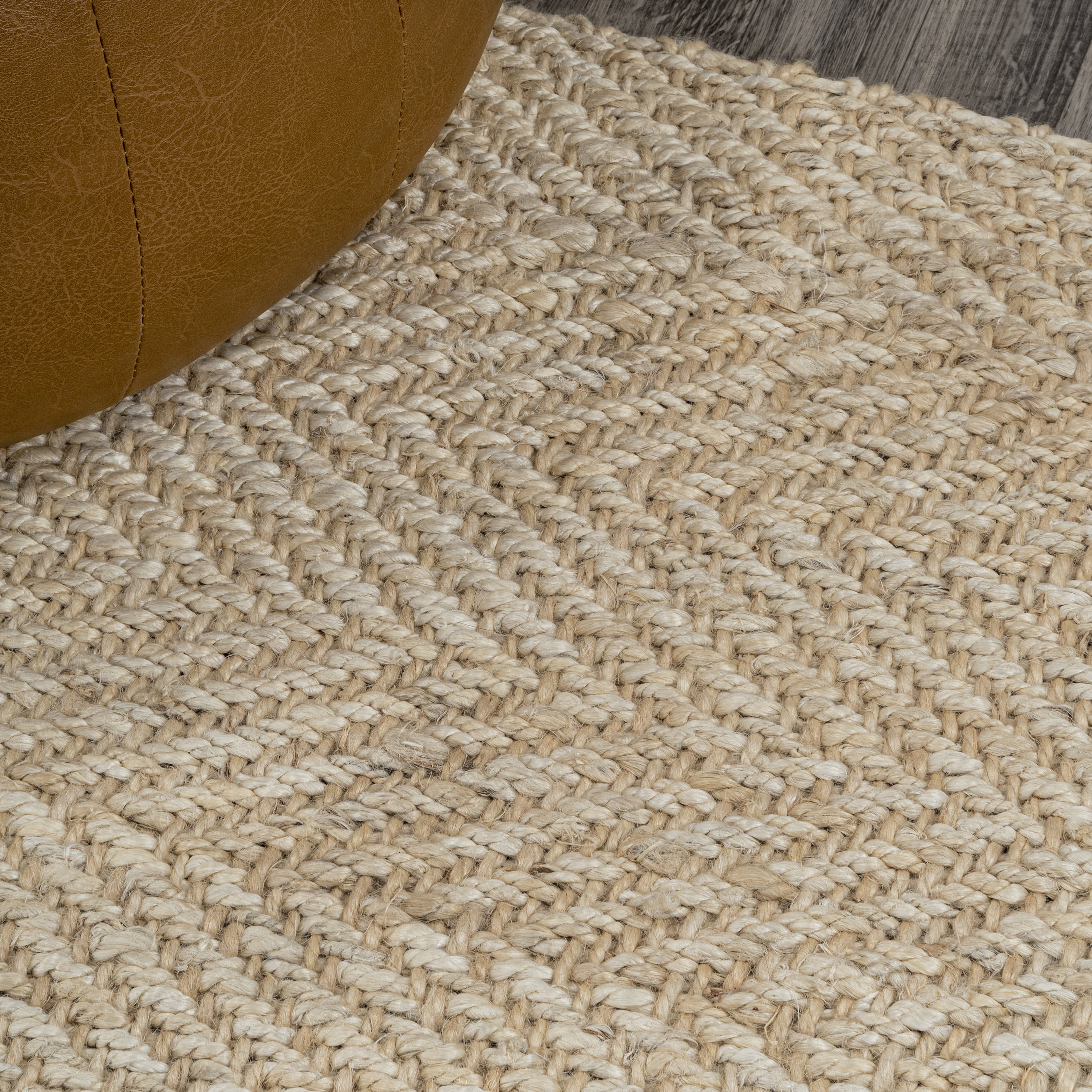 JONATHAN Y NATURAL FIBER 3 x 5 Area Rug, Espina Hand Woven Herringbone Chunky Jute - Ivory, NFR101B-3