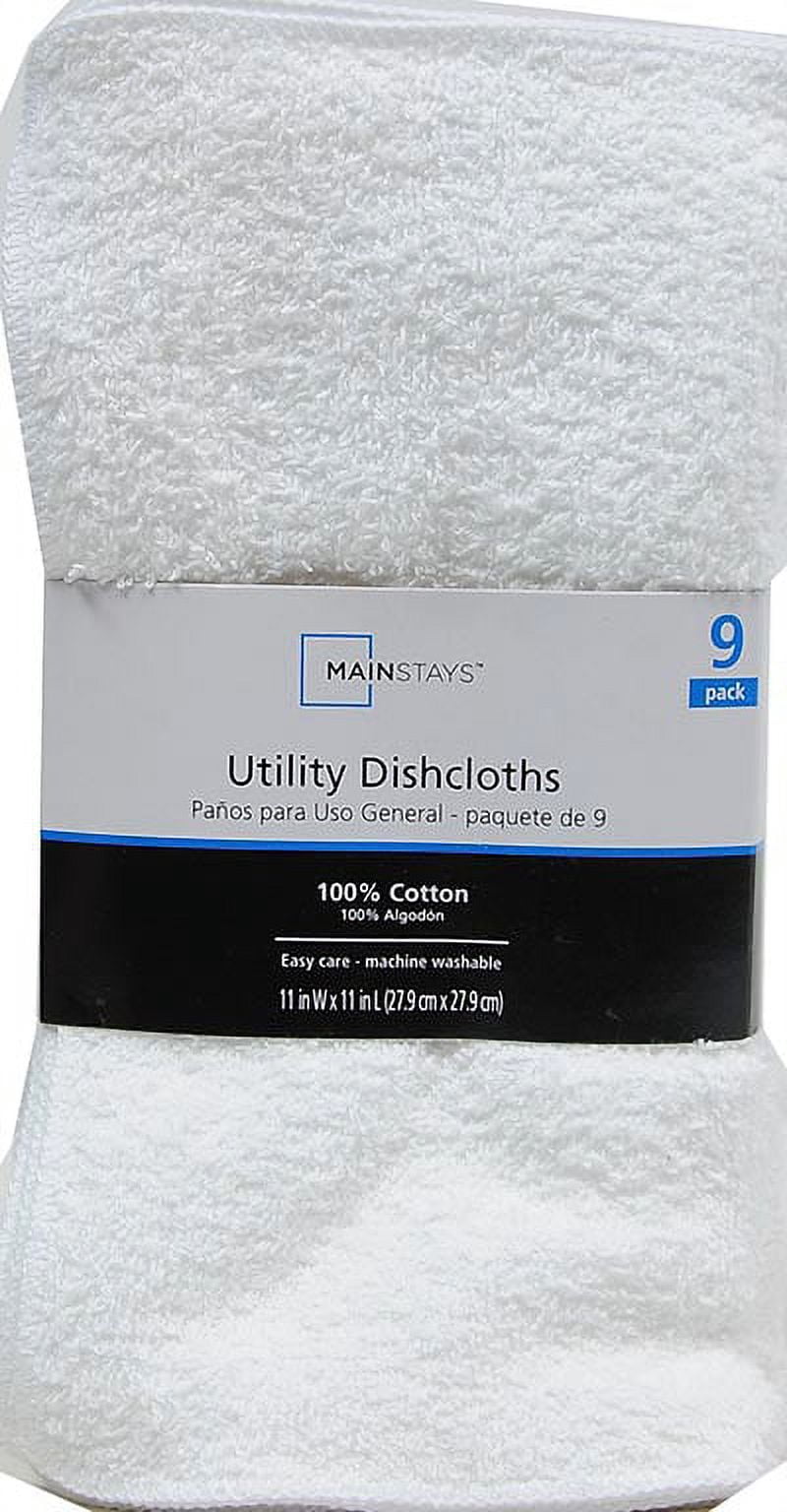 Mainstays, 9 Pack, Utility Kitchen Dish Cloth, White