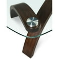 thumbnail image 2 of Maklaine Pie Shaped Solid Wood Cocktail Table in Brown with Glass Top, 2 of 2