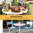 thumbnail image 6 of Elastic Fitted Round Tablecloth, Red Eucalyptus Leaves Waterproof Stretch Table Cover for 36"-44" Tables, Summer Botanical Weeping Washable Outdoor Tablecloths for Patio, Picnic, Camping, 6 of 9