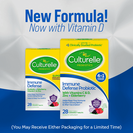 Culturelle Immune Defense Daily Probiotic, Mixed Berry Chewables, 28 Count