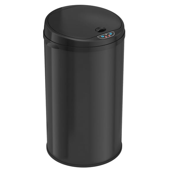 iTouchless Stainless Steel Sensor Trash Can w/AbsorbX Odor Control Black 8 Gal MT08RB