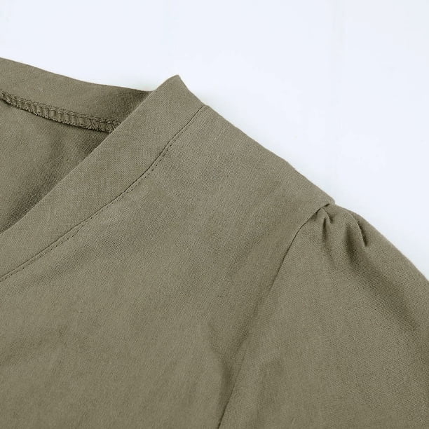 BOOMILK Summer Dresses for Women Plus Size Casual V Neck Cotton Linen T Shirt  Dress Loose Shift Dress Green - Walmart Business Supplies